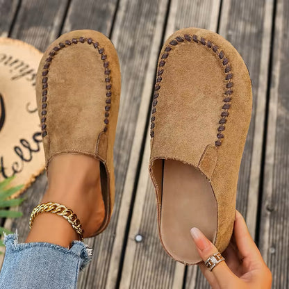 LAURA | Skórzane Klapki Ortopedyczne w Stylu Vintage