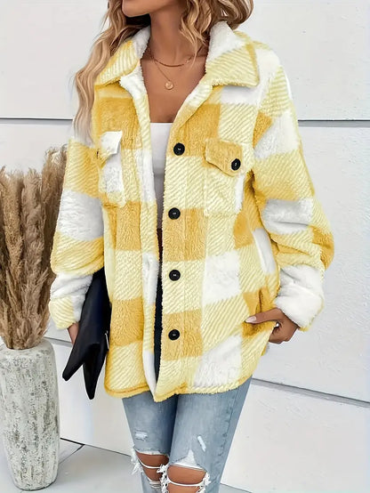 EDYTA | Pluszowa kurtka w kratę — oversize