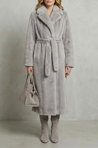 DOROTA | Długi płaszcz z futra ekologicznego – sylwetka oversize
