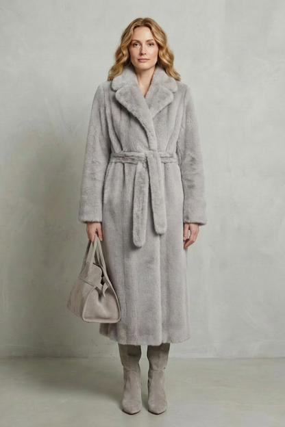 DOROTA | Długi płaszcz z futra ekologicznego – sylwetka oversize