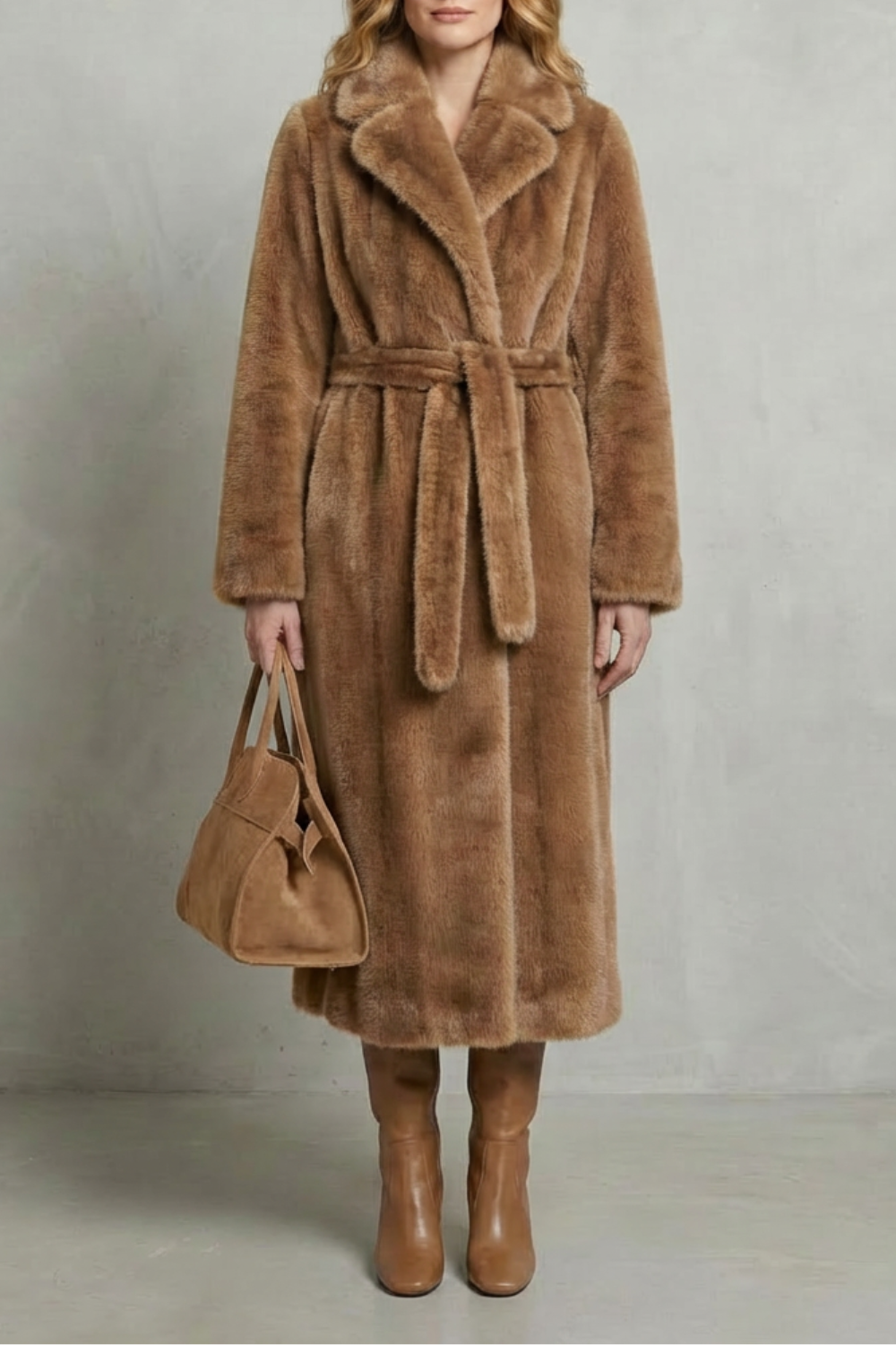 DOROTA | Długi płaszcz z futra ekologicznego – sylwetka oversize