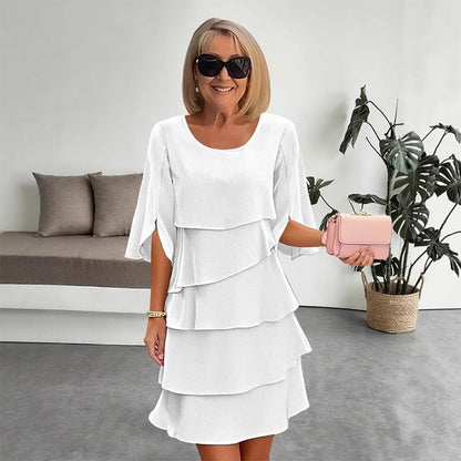 ANNA | Elegancka Sukienka Warstwowa z Bufiastymi Rękawami