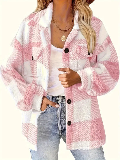 EDYTA | Pluszowa kurtka w kratę — oversize